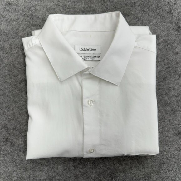 Calvin Klein Men's Active Performance Dress Shirt White 16-16.5 36/37, Size L - Picture 11 of 12